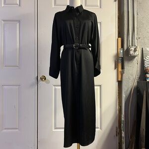 Anne Klein Black Button-Up Shirt Dress